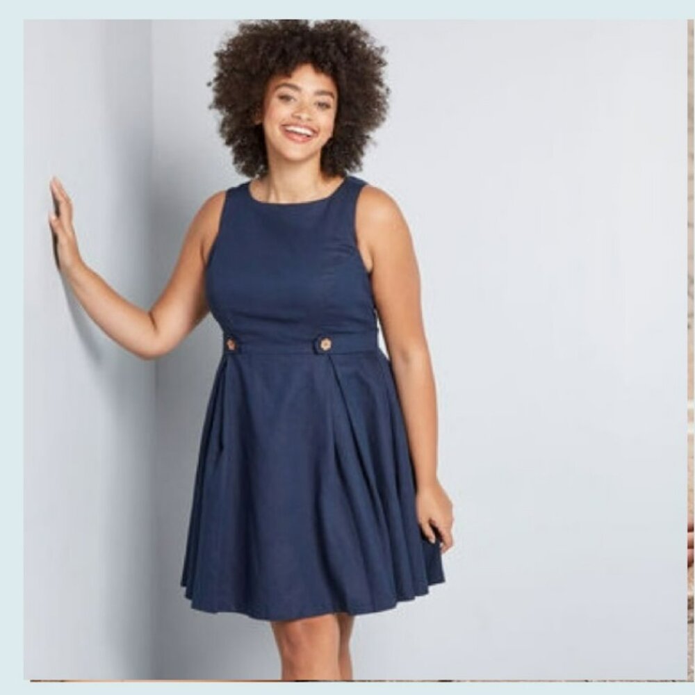 Modcloth Something Sixties Navy Midi Dress Sz 20